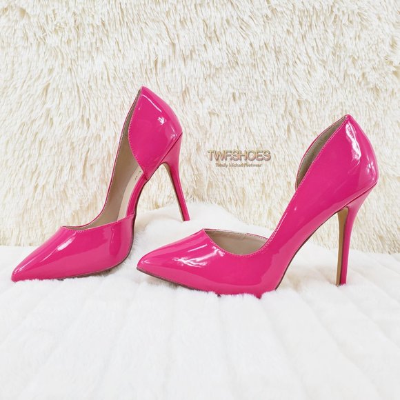 Hot Pink open side pointy toe 5" heel  pumps Shoes - Picture 8 of 15